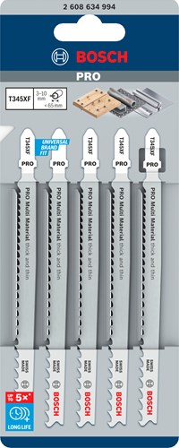Bosch tilbehør 5x progressor til træ- og metalstiksavklinge t345xf - 2608634994