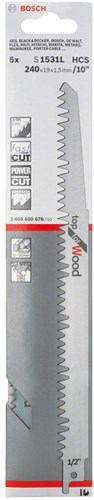 Bosch tilbehør 5x frem- og tilbagegående savklinge til træ s1531l - 2608650676