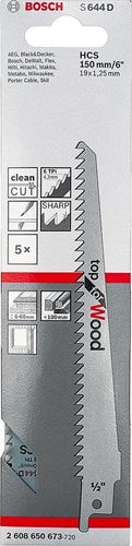Bosch tilbehør 5x frem- og tilbagegående savklinge til træ s644d - 2608650673