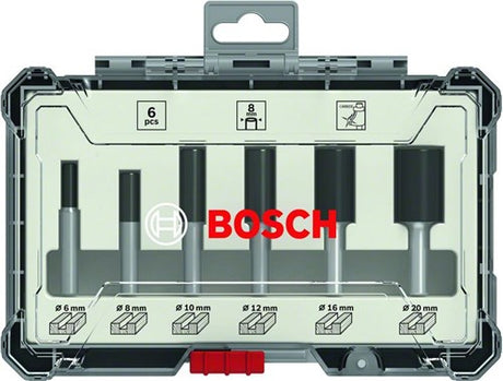 Bosch tilbehør 6-delt lige skæresæt - skaftdiameter 8 mm - 2607017466