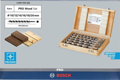 Bosch accessoires 6-delige slangenborenset 10; 12; 14; 16; 18; 20 mm 235 mm 6st - 2607019322