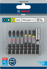 Imp bosch tilbehør 8-delt akt kontrol bit sæt - 2608522326 - 2608522326
