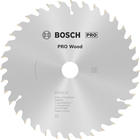 Bosch tilbehør rundsavklinge 165x20 16x1,7 mm, 36t - 2608642602