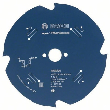 Bosch tilbehør rundsavsklingeekspert til fibercement 160x20x2,2 1,6x4t - 2608644121