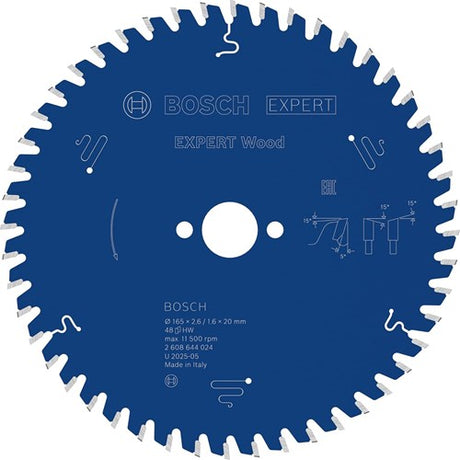 Bosch tilbehør rundsavsklingeekspert til træ 165x20x2,6 1,6x48t (til gkt 55 gce) - 2608644024