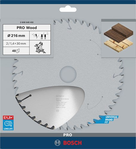 Bosch tilbehør rundsavsklinge optiline træ 216 x 30 x 2,0 mm, 48 1 stk - 2608640432