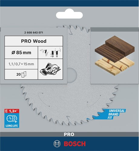 Bosch tilbehør rundsavklinge standard til træ 85mm | til gks 10.8 - 2608643071