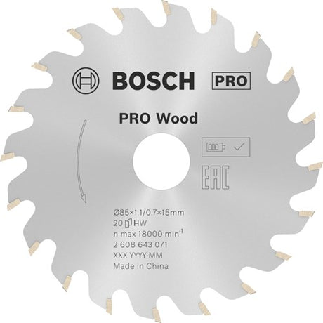 Bosch tilbehør rundsavklinge standard til træ 85mm | til gks 10.8 - 2608643071