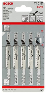 Bosch tilbehør stiksavklinge t 101 d clean til træ 5 stk - 2608630032