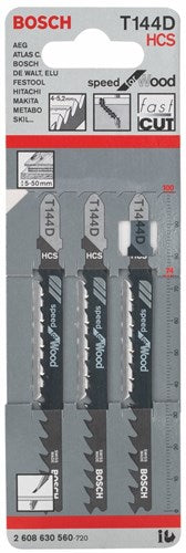 Bosch tilbehør stiksavklinge t 144 d speed til træ 3 stk - 2608630560