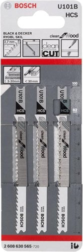 Bosch tilbehør stiksavklinge u 101 b rent til træ 3 stk - 2608630565