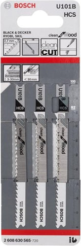 Bosch tilbehør stiksavklinge u 101 b rent til træ 3 stk - 2608630565