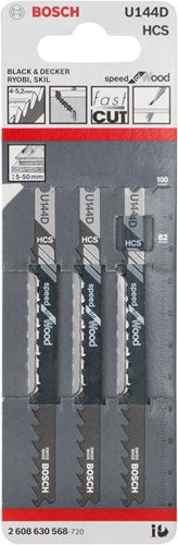 Bosch tilbehør stiksavklinge u 144 d speed til træ 3 stk - 2608630568