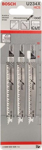 Bosch tilbehør stiksavklinge u 234 x progressor til træ 3 stk - 2608633525