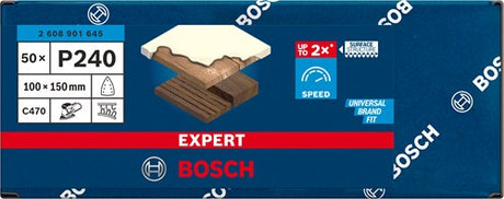 Bosch tilbehørsekspert c470 sandpapir 100 x 150 mm, k 240, 50 stk. - 2608901645
