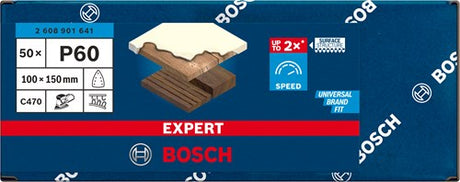 Bosch accessoires bosch accessories 2608901641 schuurpapier voor multischuurmachine korrelgrootte (num) 60 (l x b) 150 mm x 100 mm 50 stu