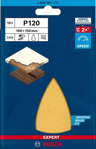 Bosch tilbehørsekspert c470 sandpapir til deltasliber 100 x 150 mm, k120 10-styk - 1 stk. - 2608901117