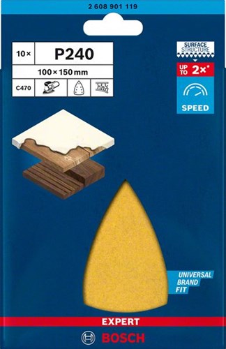 Bosch tilbehørsekspert c470 slibepapir til deltasliber 100 x 150 mm, k240 10 stykker - 1 styk(er) - 2608901119