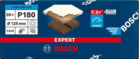 Bosch tilbehørsekspert c470 sandpapir til excenterslibere 125 mm, 8 huller, k180 50 dele - 1 stk. - 2608900913