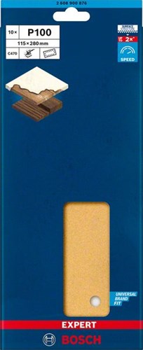 Bosch tilbehørsekspert c470 sandpapir til orbitalsliber 115 x 280 mm, k100 10-delt - 2608900876