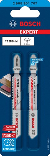 Bosch tilbehør ekspert stiksavsklinge t128bhm 2 stk laminat ren - 2608901707