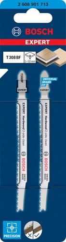 Bosch tilbehør ekspert stiksavsklinge t308bf 2 stk hårdttræ 2-sidet ren - 2608901713