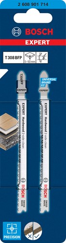 Bosch tilbehør ekspert stiksavklinge t308bfp 2 stk hårdttræ 2-sidet ren præcision - 2608901714