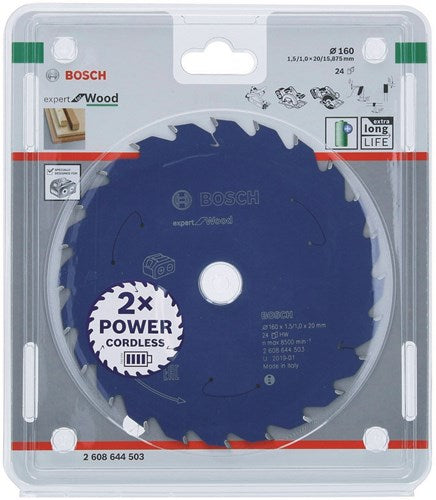 Bosch tilbehørsekspert til trærundsavklinge til batterisave 160x1,5 1x20 t24 - 1 stk. - 2608644503 - 2608644503