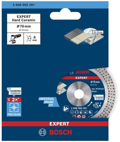 Bosch tilbehør ekspert hårdkeramik 76 mm diamantskæreskive 76 x 1,5 x 10 mm - 1 stk. - 2608902391