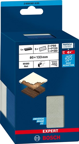 Bosch tilbehør ekspert m480 slibenet med dobbelt densitet 80x133 mm - 2608901635