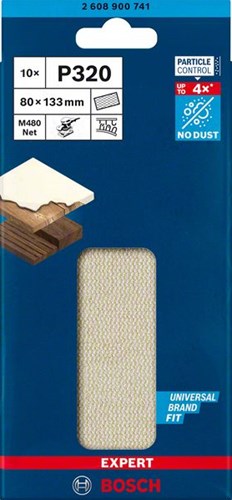 Bosch tilbehør ekspert m480 skærmnet til flade maskiner 80 x 133 mm, k320 - 1 stuk(s) - 2608900741