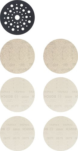 Bosch accessoires bosch accessories expert m480 2608901202 schuurnetset geperforeerd korrelgrootte 80, 80, 120, 120, 180, 180 (ø) 125 mm 7 stuk(s)