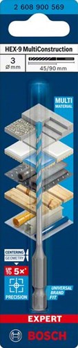 Bosch tilbehør ekspert multikonstruktion hex-9 boring 3 x 45 x 90 mm - 1 stuk(s) - 2608900569