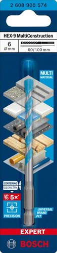 Bosch tilbehør ekspert multikonstruktion sekskantboremaskine 6 x 60 x 100 mm - 1 stk. - 2608900574