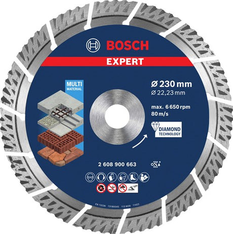 Bosch tilbehør ekspert multimateriale diamantskæreskive 230 x 22,23 x 2,4 x 15 mm - 1 stk. - 2608900663