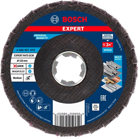 Bosch tilbehørsekspert n475 scm x-lock skive, 125 mm (1 stk), medium grov - 2608901474