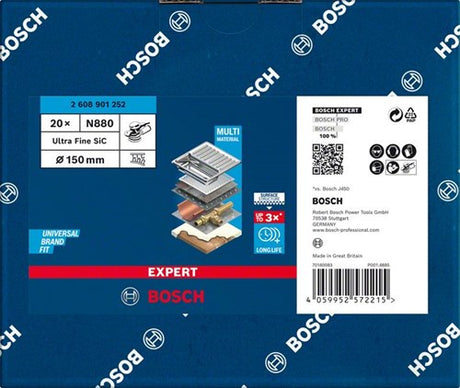 Bosch tilbehør ekspert n880 fleeceskive til excenterslibere 150 mm, ultrafine s - 20 stk. - 2608901252