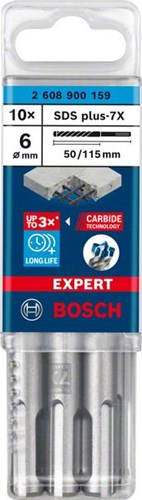 Bosch tilbehør ekspert sds plus-7x borehammer 6 x 50 x 115 mm - 10 stk. - 2608900159