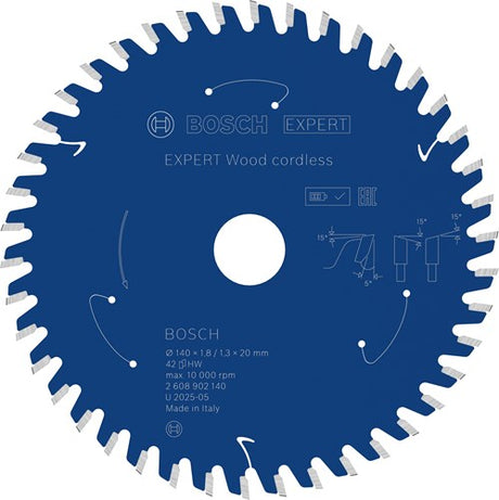 Bosch tilbehør ekspert træ akku rundsavklinge | 140 x 1,8 1,3 x 20 mm | t42 - 2608902140