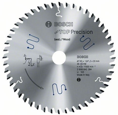 Bosch tilbehør hm rundsavbl. bedst til træ 165x20 t48 | 2608642384 (til gkt 55 gce) - 2608642384