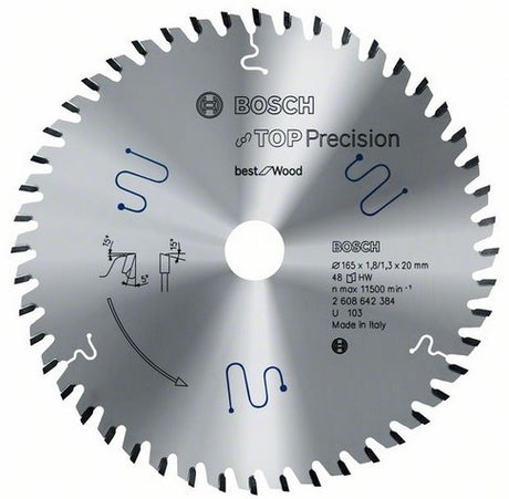 Bosch tilbehør hm rundsavbl. bedst til træ 165x20 t48 | 2608642384 (til gkt 55 gce) - 2608642384