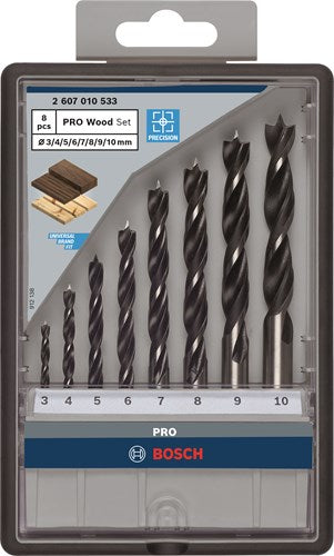 Bosch accessoires bosch profesional - pro wood boorset met centreerpunt, 8-delig