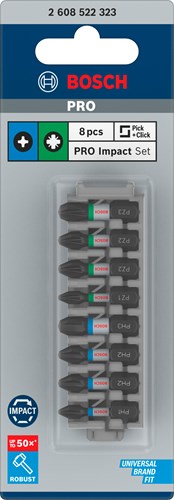 Imp bosch tilbehør act 8-delt bit sæt - ph1 ph2 ph3 pz2 pz3 - act control - 2608522323