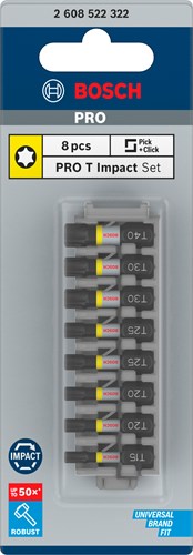 Imp bosch tilbehør act 8-delt bit sæt - tx15 til tx40 - act control - 2608522322