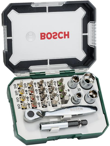 Bosch tilbehør mini skralde skruetrækker bit sæt | ekstra hård dhz | 26 stykker - 2607017563