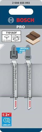Bosch tilbehør pro hårdttræ clean curve t101aof stiksavklinge | 83 mm | 2-delt - 2608655093