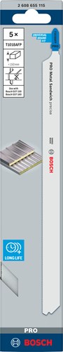 Bosch tilbehør pro metal sandwich t1018afp stiksavklinger | 250 mm | 5 stk - 2608655115