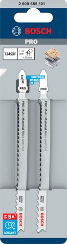 Bosch tilbehør pro multi materiale tykt og tyndt t345xf stiksavsblad. 132 mm | 2-delt - 2608655101