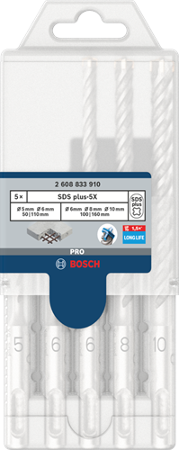 Bosch accessoires pro sds plus-5x hamerboorset | 5 6 6 8 10 mm | 7-delig - 2608707246