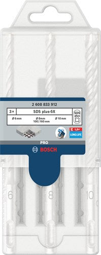 Bosch accessoires pro sds plus-5x hammer drill bit set | 6 8 10 mm | 3 pcs - 2608833912